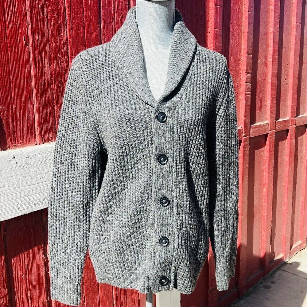 Dockers Cardigan Sweater Sz Small Gray knit Wool Blend Preppy